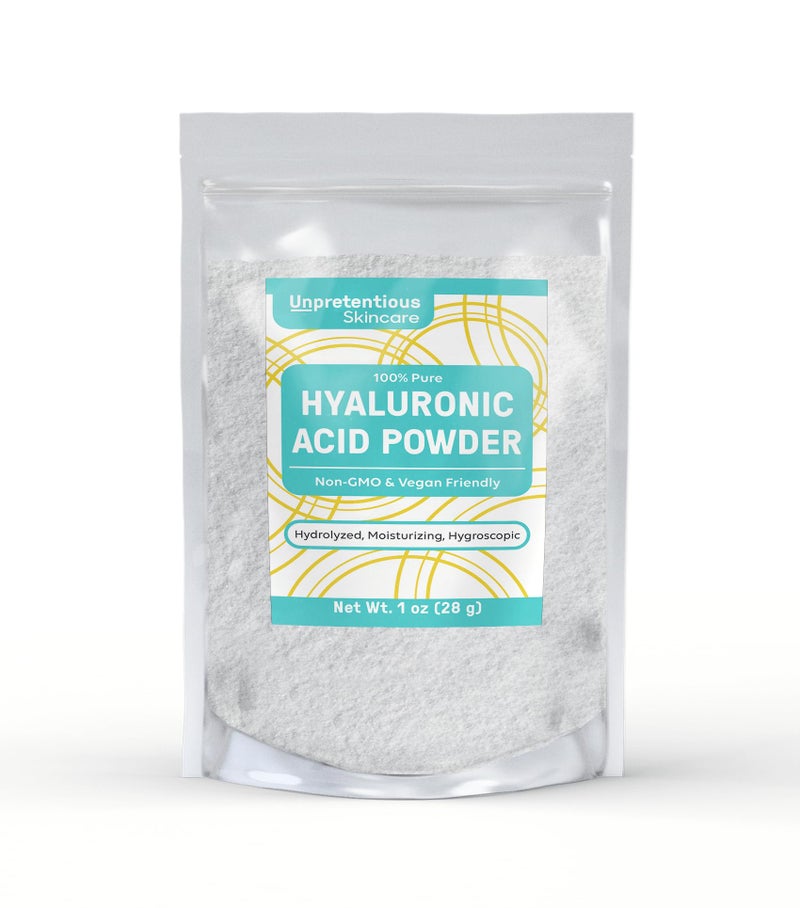 Unpretentious Hyaluronic Acid Powder 1 oz Food Cosmetic Grade Clear Resealable Bag