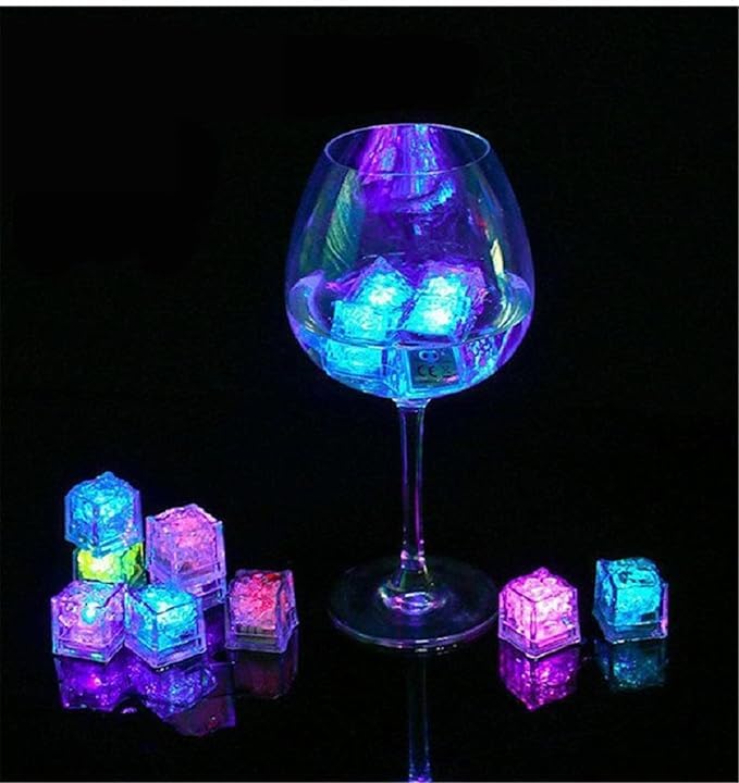 DNESHY DNESHY Light Up Ice Cubes for Drinks Multicolor LED Square Cubes Liquid Activated Glow in The Dark Waterproof Underwater Shine Cubes for Home Bar Supplies Party Wedding Decora Cubes 3 Count  - Image 2