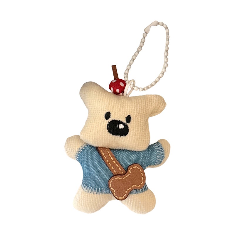 Cute cartoon pet keychain, soft and adorable 3D animal keychain, bag charm, accessory (beige plush bear keychain)