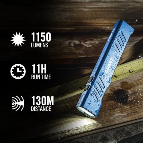 Coast Slayer 1150 Lumen USBC Rechargeable LED Flashlight with SpotFlood Memory Mode and Pocket Clip Blue - Image 3