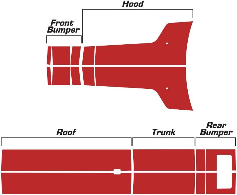 Factory Crafts T-Hood Roof & Trunk Stripes Graphics Kit 3M Vinyl Decal Wrap Compatible with Dodge Challenger 2008-2013 - Dark Red - Image 2