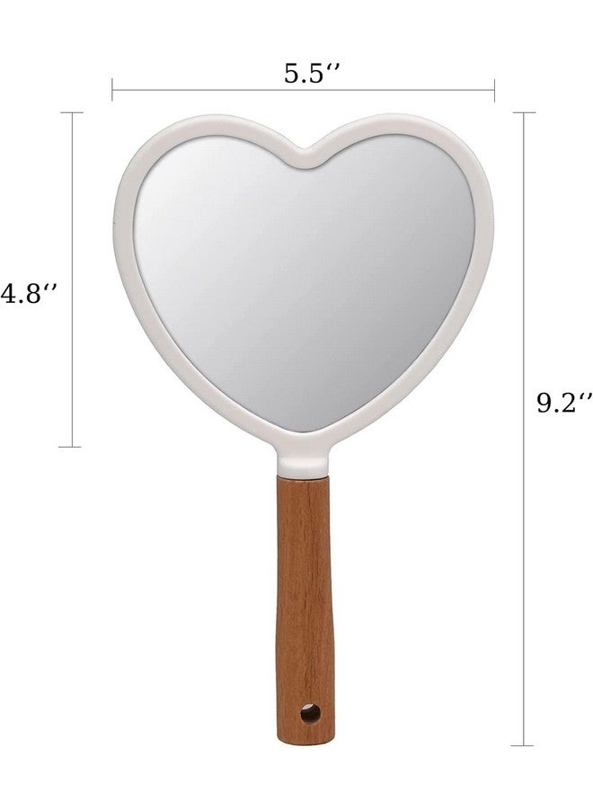 RoarCraft Hand Held Mirror for Makeup, Small Wood Hand Mirror Portable Travel Vanity Mirror for Men&Women 5.5W x 9.2L inch (White, Heart) - Image 5