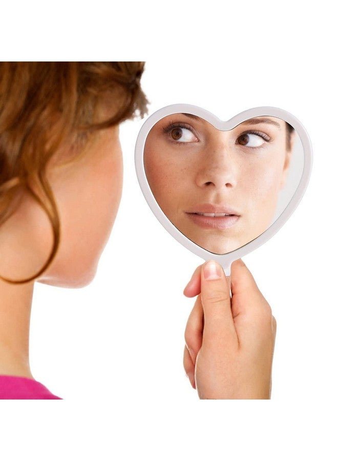 RoarCraft Hand Held Mirror for Makeup, Small Wood Hand Mirror Portable Travel Vanity Mirror for Men&Women 5.5W x 9.2L inch (White, Heart) - Image 4