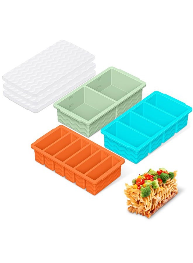 Doasuwish 3-Pack Silicone Freezer Trays with Lid,2 Large 2-Cup(500ml)&4 Medium 1-Cup(125ml)&6 Small 1/2-Cup(75ml) Soup Freezer Container Molds,Ice Cube Tray For Meal Prep&Freezing Soup,Stews,Sauces - Image 1