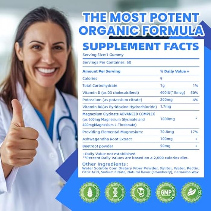Pets Purest Potassium Magnesium Gummies - High Absorption Magnesium Glycinate & Potassium Citrate Plus Omega 3, B6, D3, K2 & Calcium - Chewable Gummy for Leg Cramps, Immunity & Energy-Blueberry 60 Gummies - Image 2