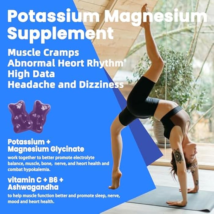 Pets Purest Potassium Magnesium Gummies - High Absorption Magnesium Glycinate & Potassium Citrate Plus Omega 3, B6, D3, K2 & Calcium - Chewable Gummy for Leg Cramps, Immunity & Energy-Blueberry 60 Gummies - Image 3