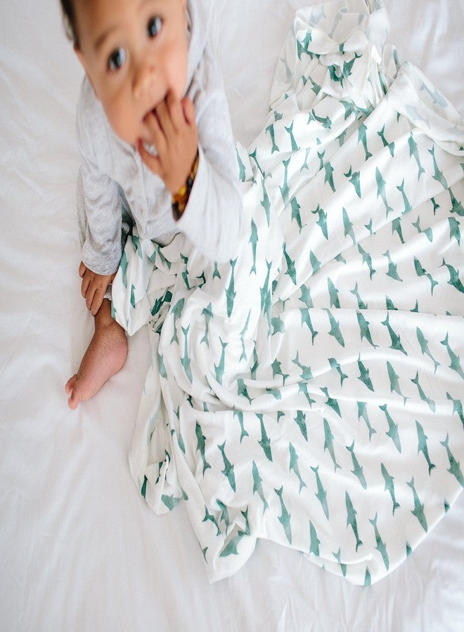 Copper Pearl Large Premium Knit Baby Swaddle Receiving Blanket Sharks Pacific - Image 5
