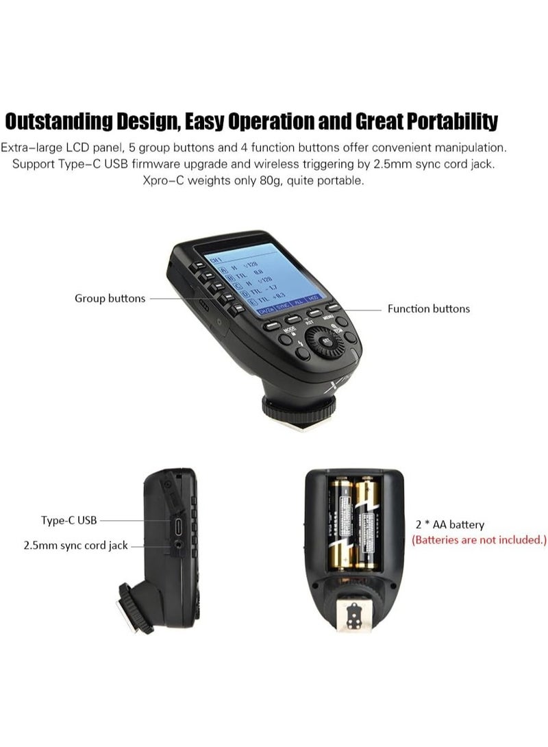 Godox XProC II 2.4 GHz TTL Wireless Flash Trigger for Canon – E‑TTL II, HSS to 1/8000 s, 16 Groups / 32 Channels - Image 2