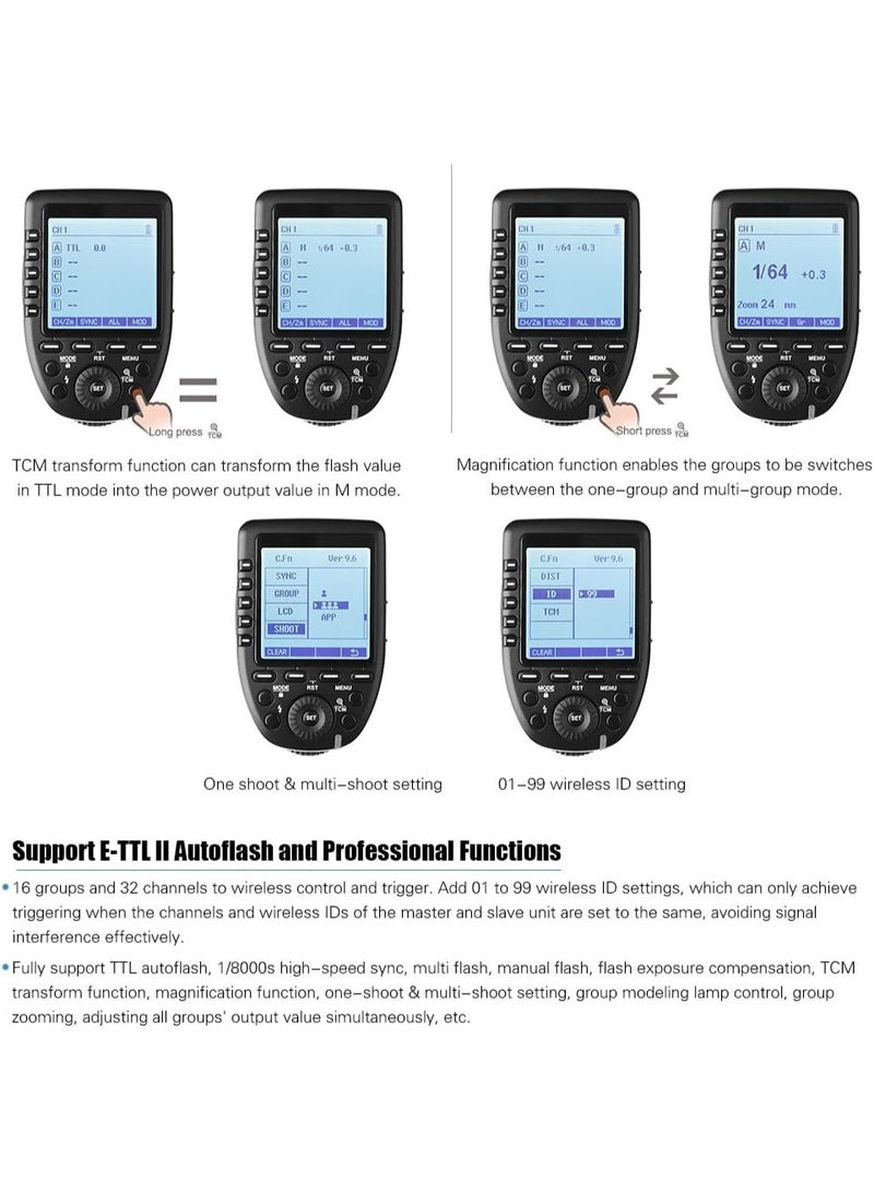 Godox XProC II 2.4 GHz TTL Wireless Flash Trigger for Canon – E‑TTL II, HSS to 1/8000 s, 16 Groups / 32 Channels - Image 5