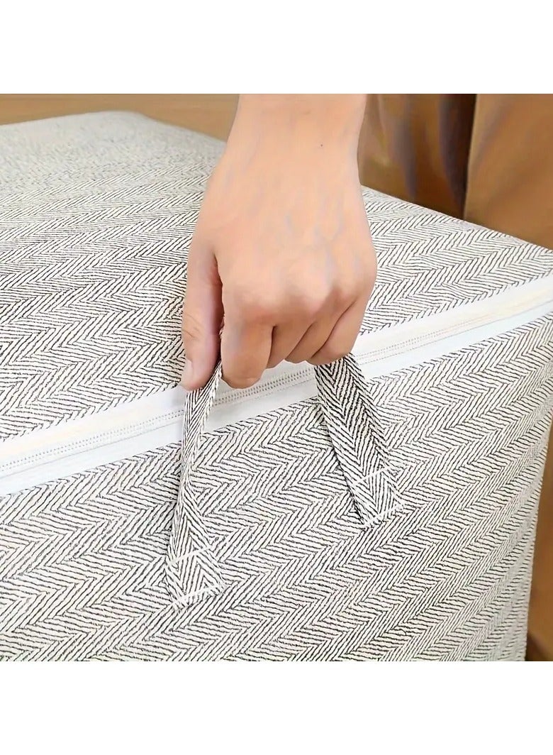 ORiTi 1 قطعة من صناديق التخزين العملية السميكة ذات السعة الكبيرة مع الأغطية والمقابض، قماش غير منسوج، منظم موفر للمساحة للملابس وخزانة الملابس واللحاف والمنزل وغرفة النوم وإكسسوارات السكن الجامعي - Image 2