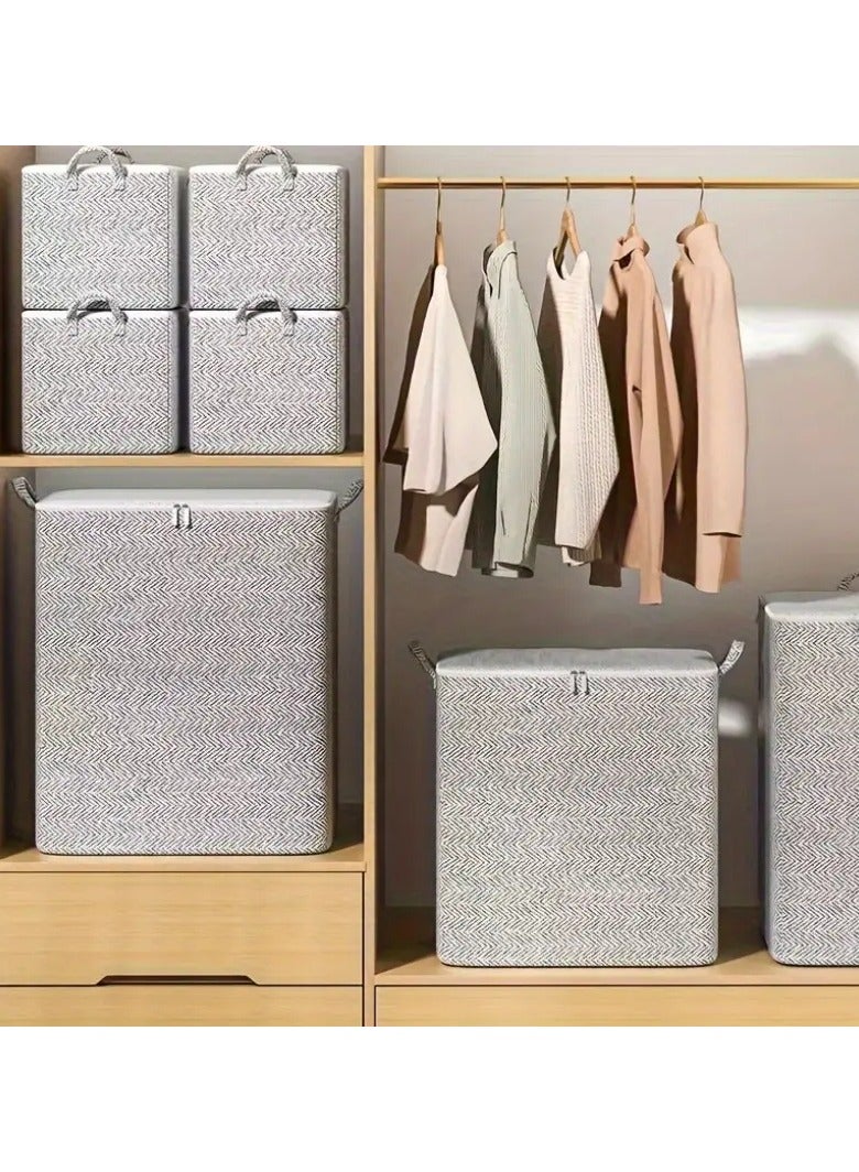 ORiTi 1 قطعة من صناديق التخزين العملية السميكة ذات السعة الكبيرة مع الأغطية والمقابض، قماش غير منسوج، منظم موفر للمساحة للملابس وخزانة الملابس واللحاف والمنزل وغرفة النوم وإكسسوارات السكن الجامعي - Image 4