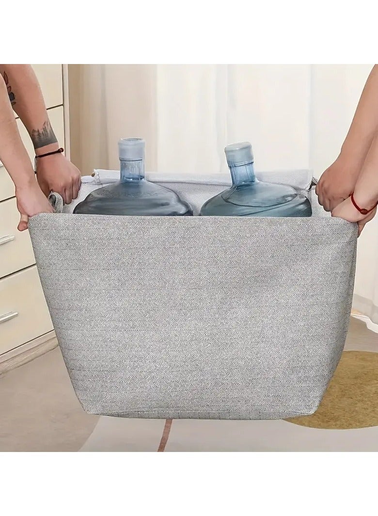 ORiTi 1 قطعة من صناديق التخزين العملية السميكة ذات السعة الكبيرة مع الأغطية والمقابض، قماش غير منسوج، منظم موفر للمساحة للملابس وخزانة الملابس واللحاف والمنزل وغرفة النوم وإكسسوارات السكن الجامعي - Image 3