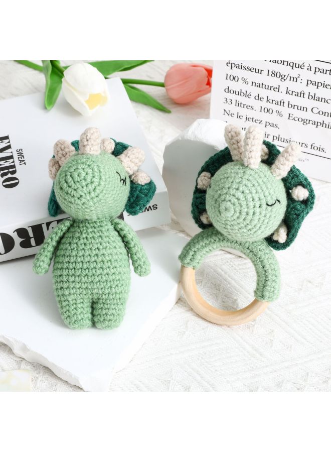 Baby Sensory Rattle Toy Handmade Crochet Animal Rattle Lion Fawn Elephant Newborn Doll Gift-Color:Khaki White Deer Rattle - Image 5