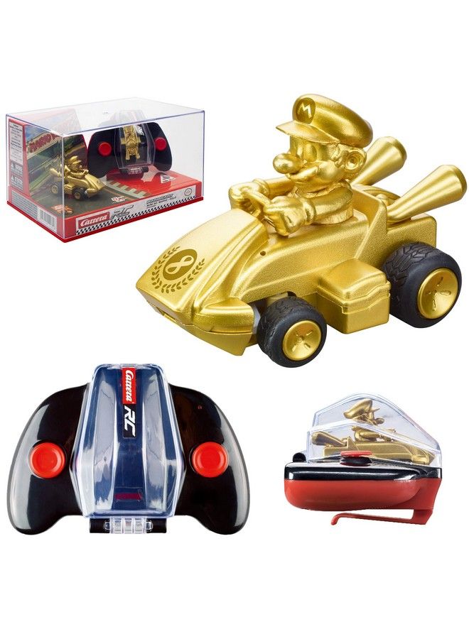 Carrera لعبة سيارة آر سي نينتندو ماريو كارت 2.4 جيجا هرتز صغيرة قابلة للتجميع وجهاز تحكم عن بعد، سيارة جولد ماريو - Image 1