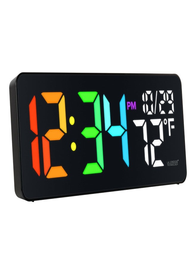 La Crosse Technology 513-1411 Color Changing Digital LED Wall Clock with Indoor Temperature - Image 2