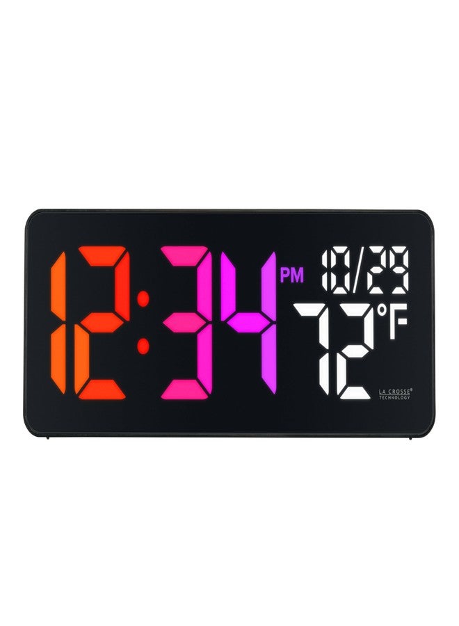 La Crosse Technology 513-1411 Color Changing Digital LED Wall Clock with Indoor Temperature - Image 4