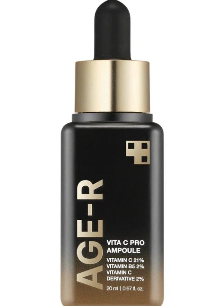 ميديكيوب أمبولة AGE-R VITA C PRO بحجم 20 مل - تعمل على تفتيح البشرة: يعمل فيتامين C النقي على تقليل البقع الصبغية وتوحيد لون البشرة، مما يجعل البشرة أكثر إشراقًا