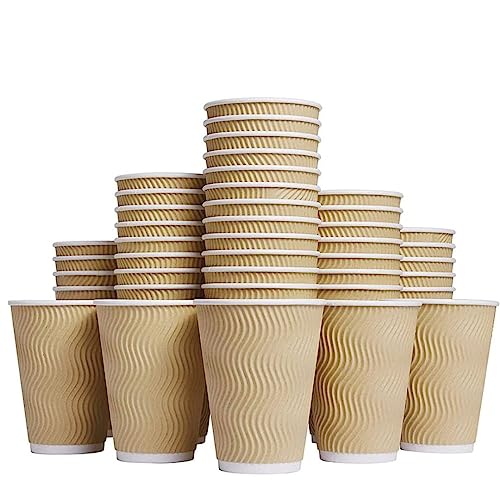 Rokoo Disposable Ripple Paper Cup Biodegradable Hot Cups Insulated Corrugated Sleeve Wall Paper Tea Coffee Cups for Cocktail Cold Drink Juice Paper Cups Home,Office,Party 200 ml (Pack of 200 Pcs) - Image 1