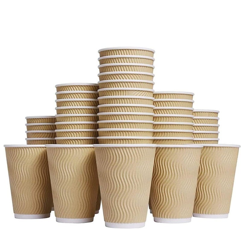 Rokoo Disposable Ripple Paper Cup Biodegradable Hot Cups Insulated Corrugated Sleeve Wall Paper Tea Coffee Cups for Cocktail Cold Drink Juice Paper Cups Home,Office,Party 200 ml (Pack of 200 Pcs) - Image 3