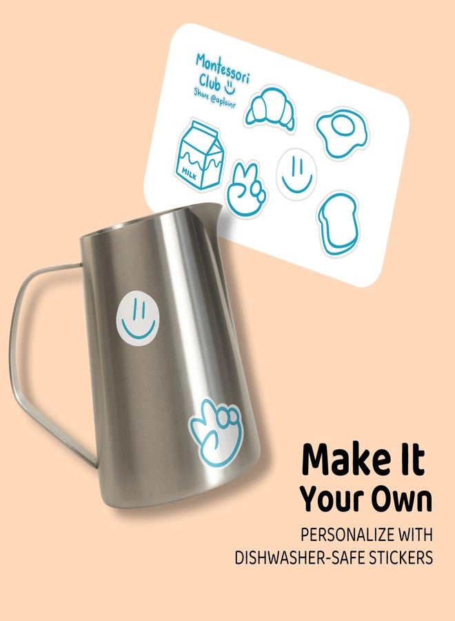 APLAINR Montessori Pitcher for Toddlers & Kids, Mini Stainless Steel Pitcher for Children, Small Milk & Water Jug for Montessori Pouring Practice, Personalize with Stickers, 11 fl oz, 3.8 inch High - Image 3