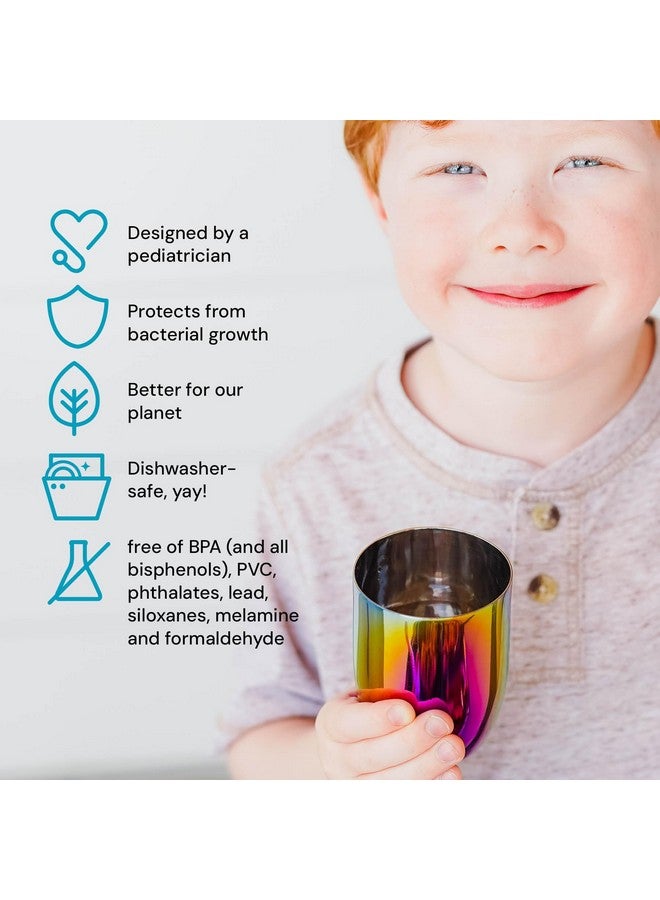 Ahimsa Stainless Steel Kids Cups - Pediatrician Designed Toddler Cup for Open Cup Training, 8oz, 100% BPA Free & Dishwasher Safe (Set of 4 Rainbow Cups) - Image 3