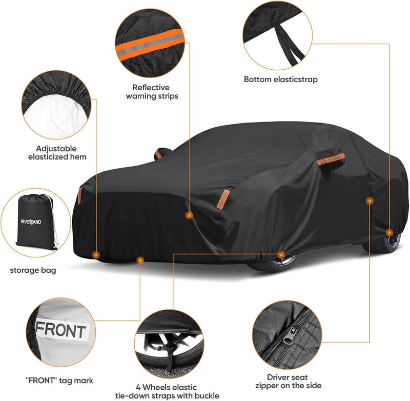 NEVERLAND Car Cover Waterproof All Weather Custom Fit for Ford Mustang 1994-2026, Heavy Duty Outdoor Full Exterior Cover for Automobiles, Sun Rain UV Dust Snow Protection with Door Zipper - Image 3