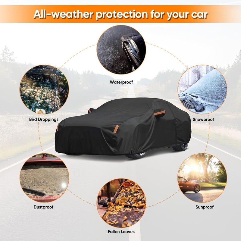 NEVERLAND Car Cover Waterproof All Weather Custom Fit for Ford Mustang 1994-2026, Heavy Duty Outdoor Full Exterior Cover for Automobiles, Sun Rain UV Dust Snow Protection with Door Zipper - Image 2