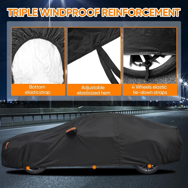 NEVERLAND Car Cover Waterproof All Weather Custom Fit for Ford Mustang 1994-2026, Heavy Duty Outdoor Full Exterior Cover for Automobiles, Sun Rain UV Dust Snow Protection with Door Zipper - Image 4