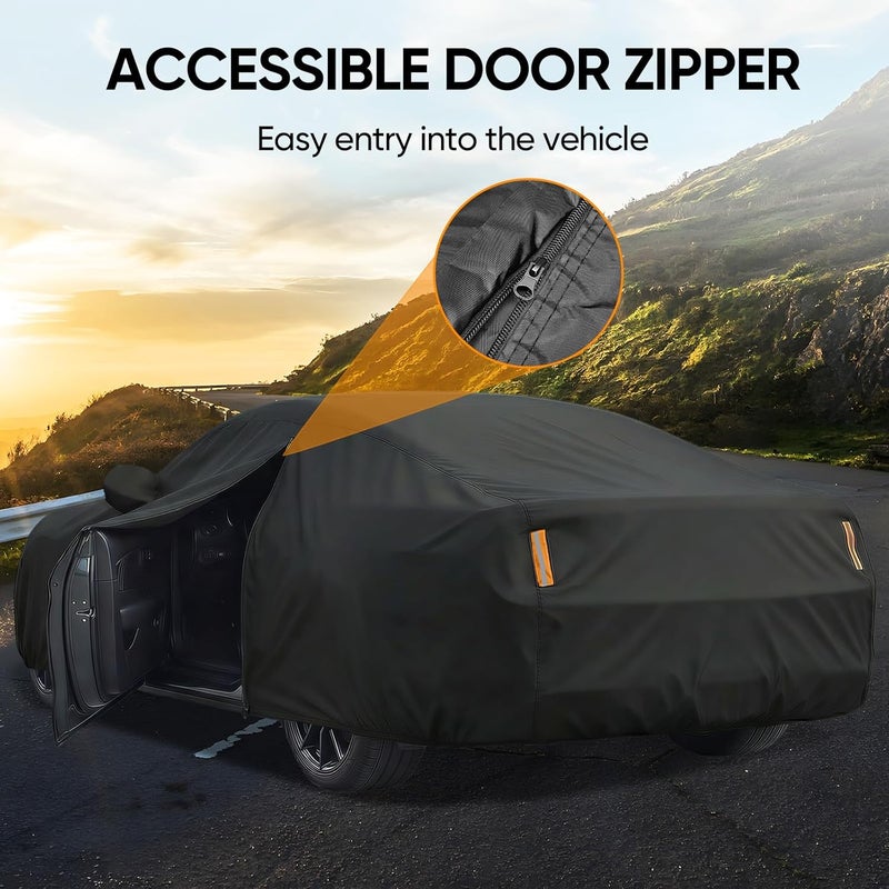 NEVERLAND Car Cover Waterproof All Weather Custom Fit for Ford Mustang 1994-2026, Heavy Duty Outdoor Full Exterior Cover for Automobiles, Sun Rain UV Dust Snow Protection with Door Zipper - Image 5