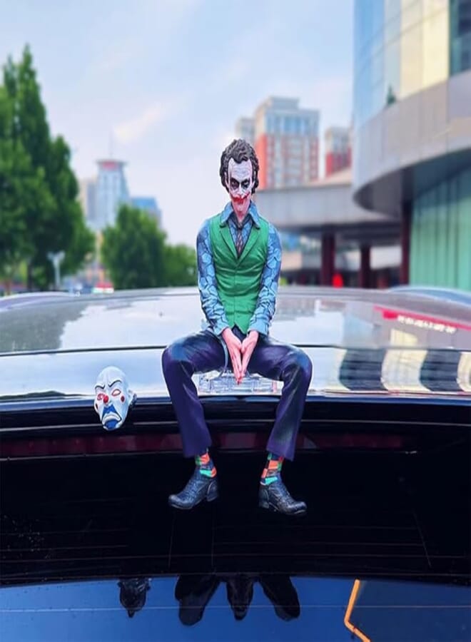 TESTTEE Jokers Car Accessories Clown Office Home Ornament, Desktop Display Figure, Desk Ornament; Innovative Birthday Gift, Private Collection (2 Styles for Indoor Display and Outdoor Display)