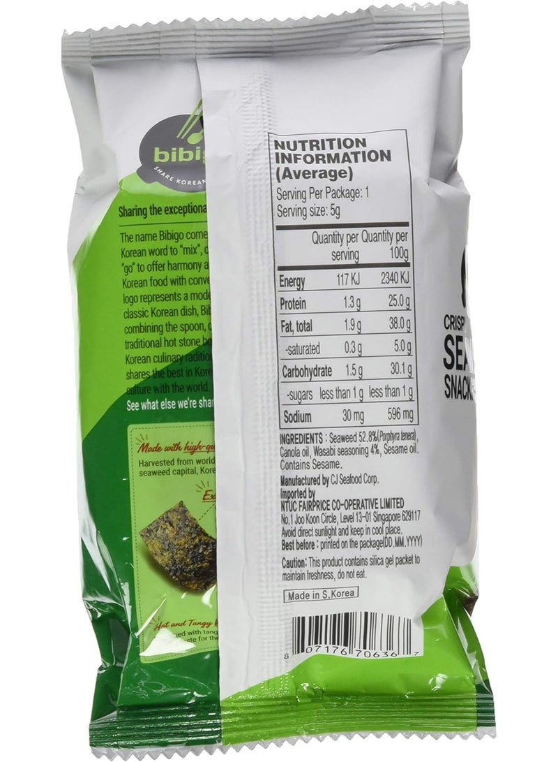 Bibigo Hot and Tangy Crispy Seaweed Snacks With Wasabi Flavor- 3X5gms - Image 2