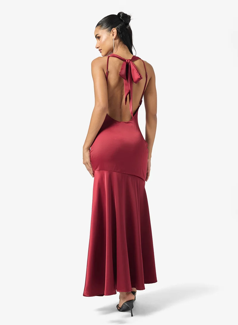 Ginger Halter Neck Satin Mermaid Dress