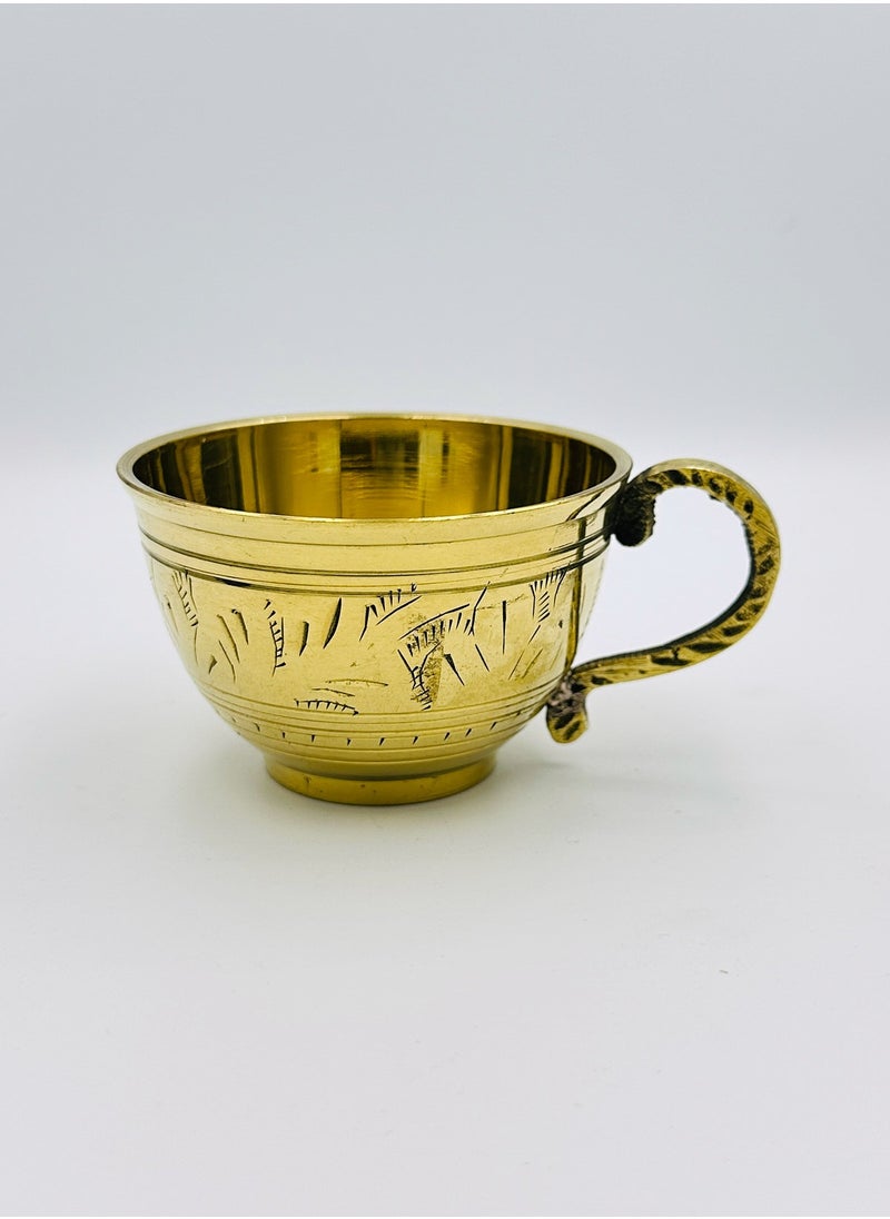 Swadesh Souq - Antique Elegance: Brass Cup and Saucer Set (set of 2) - Image 1