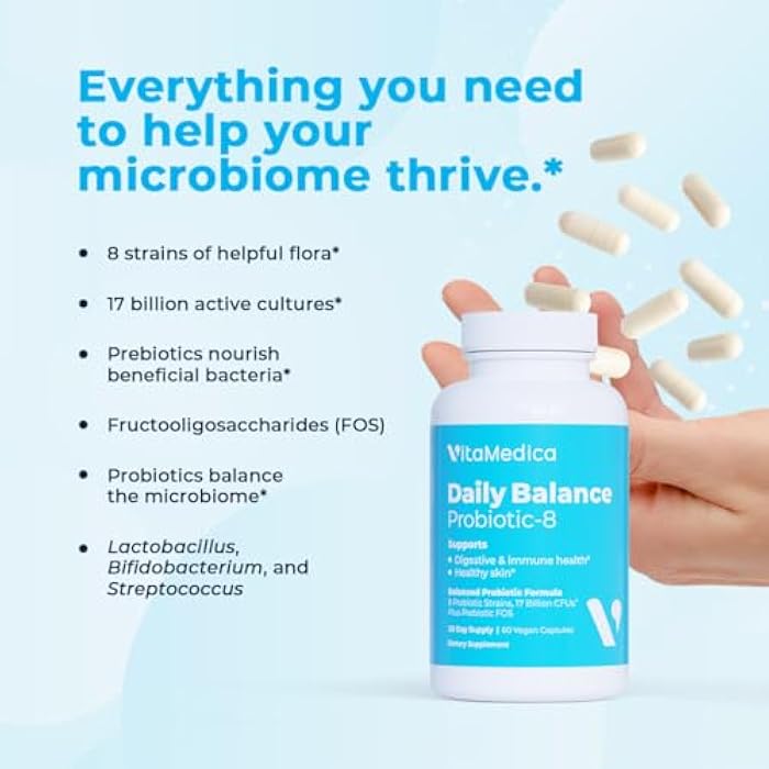VitaMedica | Daily Balance Probiotic-8 | Probiotic Supplement | 16 Billion CFUs | Gut Health | Digestive, Skin, & Immune Support | Constipation, Diarrhea, Gas & Bloating Relief | Vegan | 60 Count - Image 4