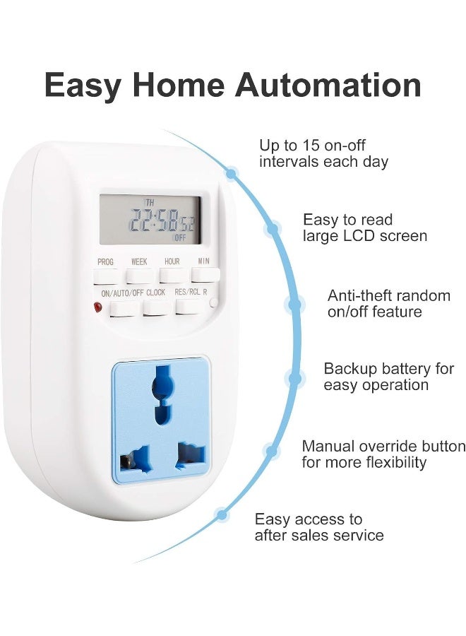 melfi Melfi Multi Functional Lcd Digital Timer Ac 220V-240V 10A Socket Timing Outlet Switch Uk Plug With Led Indicator  - Image 3