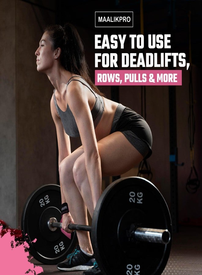 MAALIKPRO Weight lifting Straps - Gym Wrist Support Wraps for Powerlifting, Bodybuilding, CrossFit, Deadlifts, Bench Press, Strength Training - Anti Slip Lifting Wrist Straps Pair with Neoprene Padded for Men & Women (Light Pink) - Image 4
