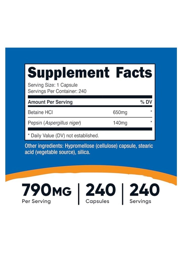 بيتين حمض الهيدروكلوريك + بيبسين 790 ملغ، 240 كبسولة - Image 2