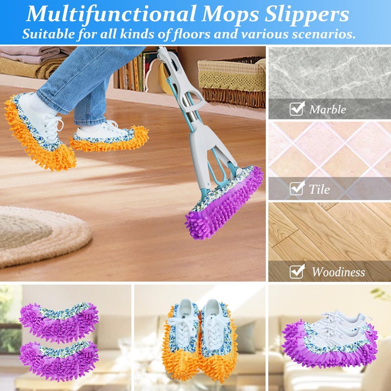 HTOOLPRO 4 Pieces (2 Pairs) Shoe Cover Duster Mopping Slippers, Microfiber Mopping Slippers for Floor Cleaning,Floor Cleaning Tools - Image 2