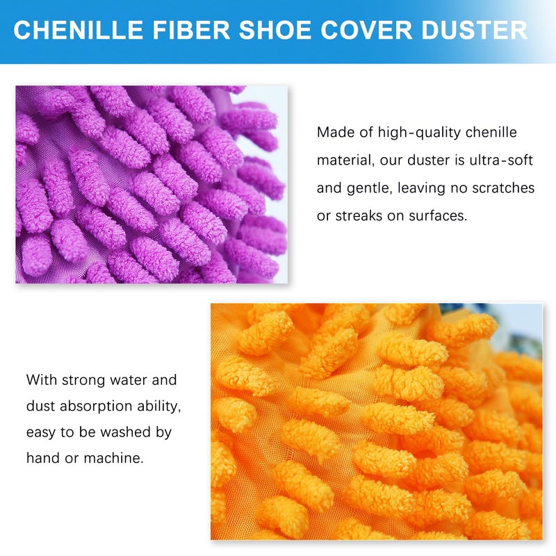 HTOOLPRO 4 Pieces (2 Pairs) Shoe Cover Duster Mopping Slippers, Microfiber Mopping Slippers for Floor Cleaning,Floor Cleaning Tools - Image 4