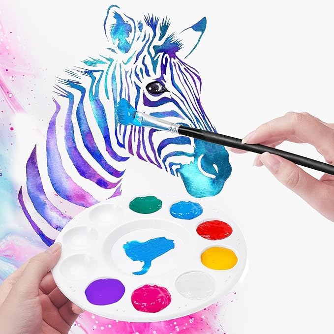 CREDLY Round Paint Palette Tray Paint Tray Palettes Plastic Paint Tray Palette Paint Trays for Kids Paint Pallets with 10 Wells for Adults & Kids for Painting or DIY Craft Class White 2 PCS - Image 4