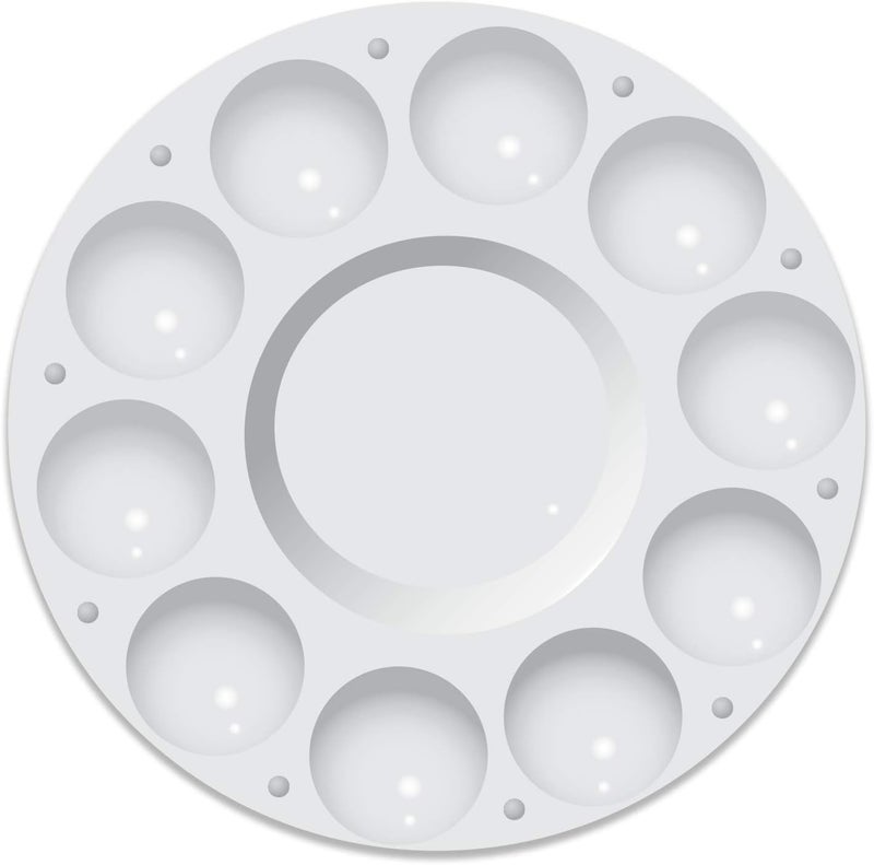 CREDLY Round Paint Palette Tray Paint Tray Palettes Plastic Paint Tray Palette Paint Trays for Kids Paint Pallets with 10 Wells for Adults & Kids for Painting or DIY Craft Class White 2 PCS - Image 1