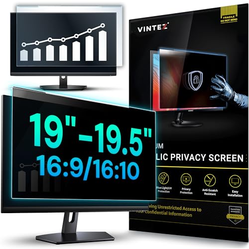VINTEZ Universal Acrylic 19, 19.5 Inch Computer Privacy Screen Filter for Widescreen Computer Monitors - 17.3" x 11.4" (440 x 290mm) - Monitor Frame Hanging Type - Image 1