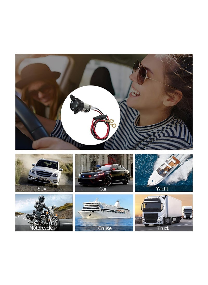 SYOSI - 12V-24V Cigarette Lighter Socket, Female Cigarette Lighter Adapter with Extension Cable, Dustproof Plug Power Outlet Socket Replacement for Car Truck Motorcycle Boat Marine ATV RV and More - Image 1