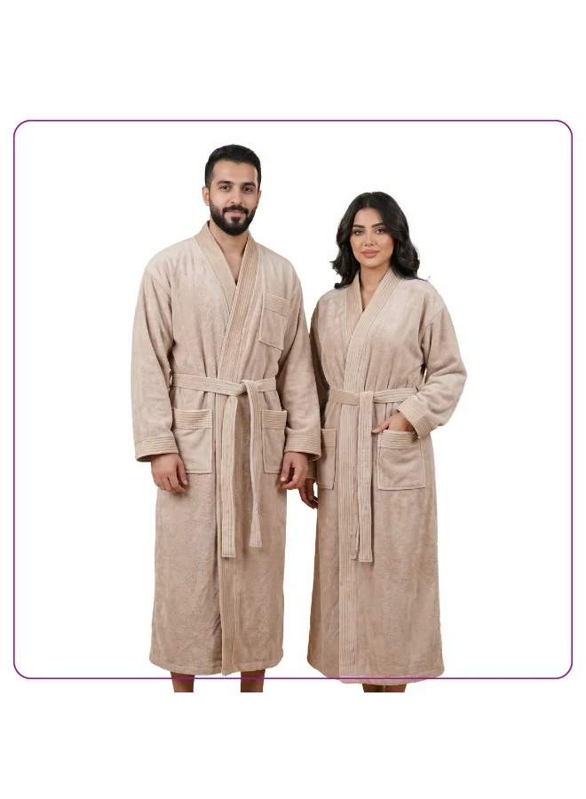 Donetella 1-Pcs Unisex  Bathrobe  L Size - Kimono Collar, Highly Absorbent, Quick Dry, Soft Spa Robe with Belt & Pockets - Microfiber 330 GSM, Everyday Use