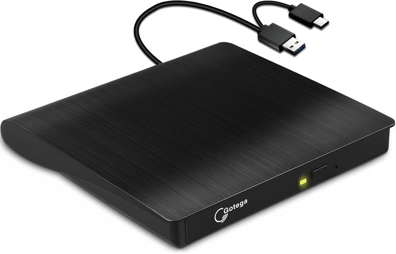 Gotega External DVD Drive USB 3.0 Type C USB C Portable CD/DVD +/-RW Disk Drive External DVD Player for Laptop CD/DVD ROM Burner Reader Compatible with Desktop PC Windows Linux OS Apple Mac - Image 1