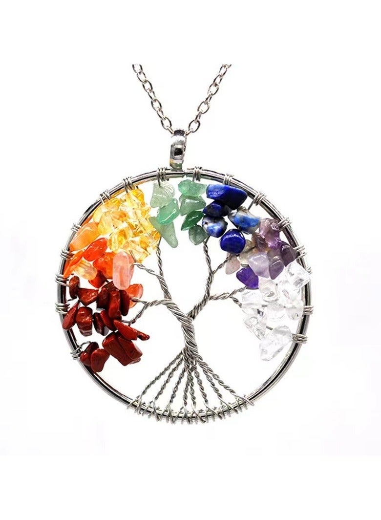 Life Tree Colorful Natural Stone Fortune Tree Necklace  - Image 1