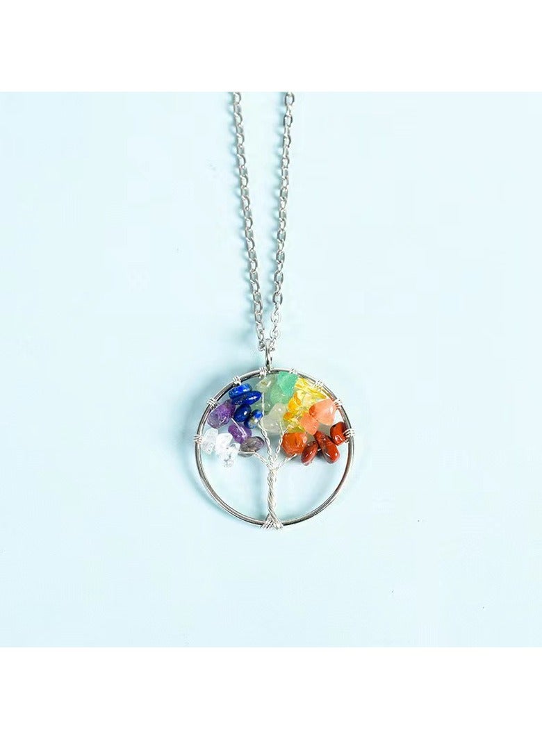 Life Tree Colorful Natural Stone Fortune Tree Necklace  - Image 2