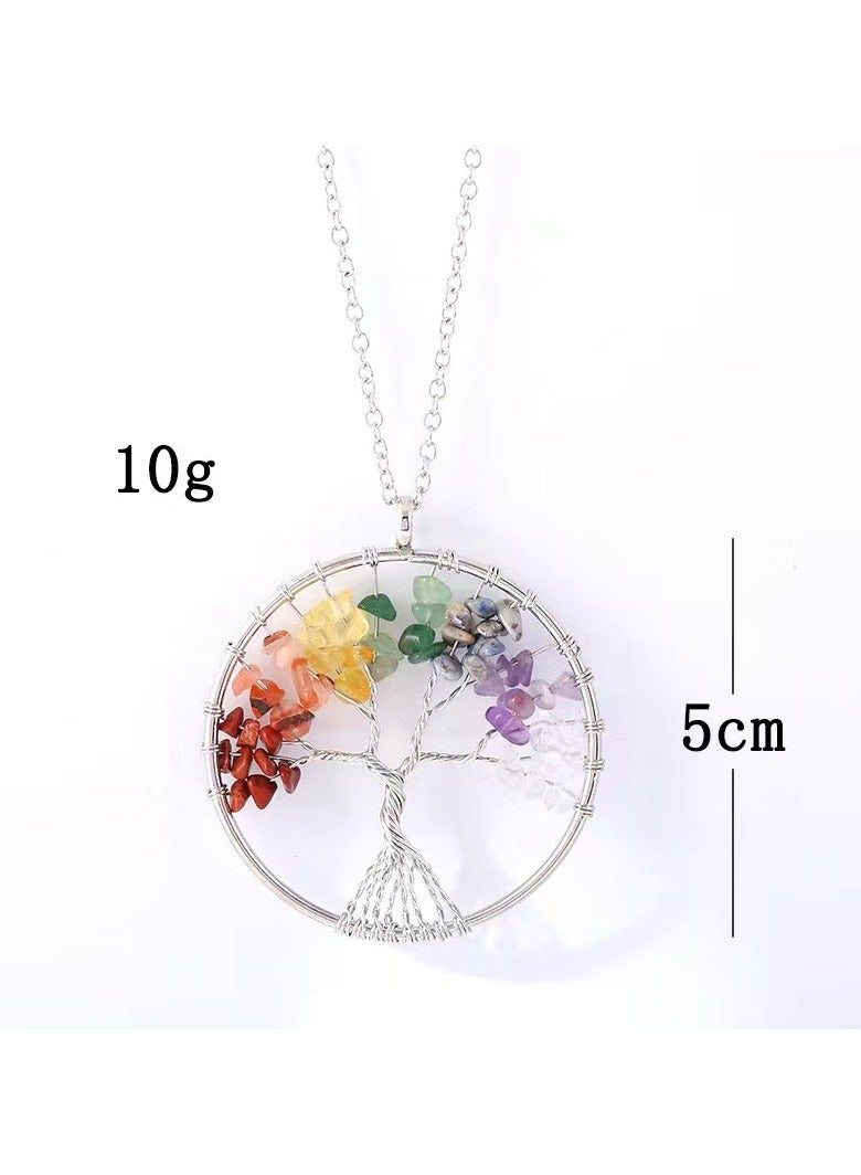 Life Tree Colorful Natural Stone Fortune Tree Necklace  - Image 4