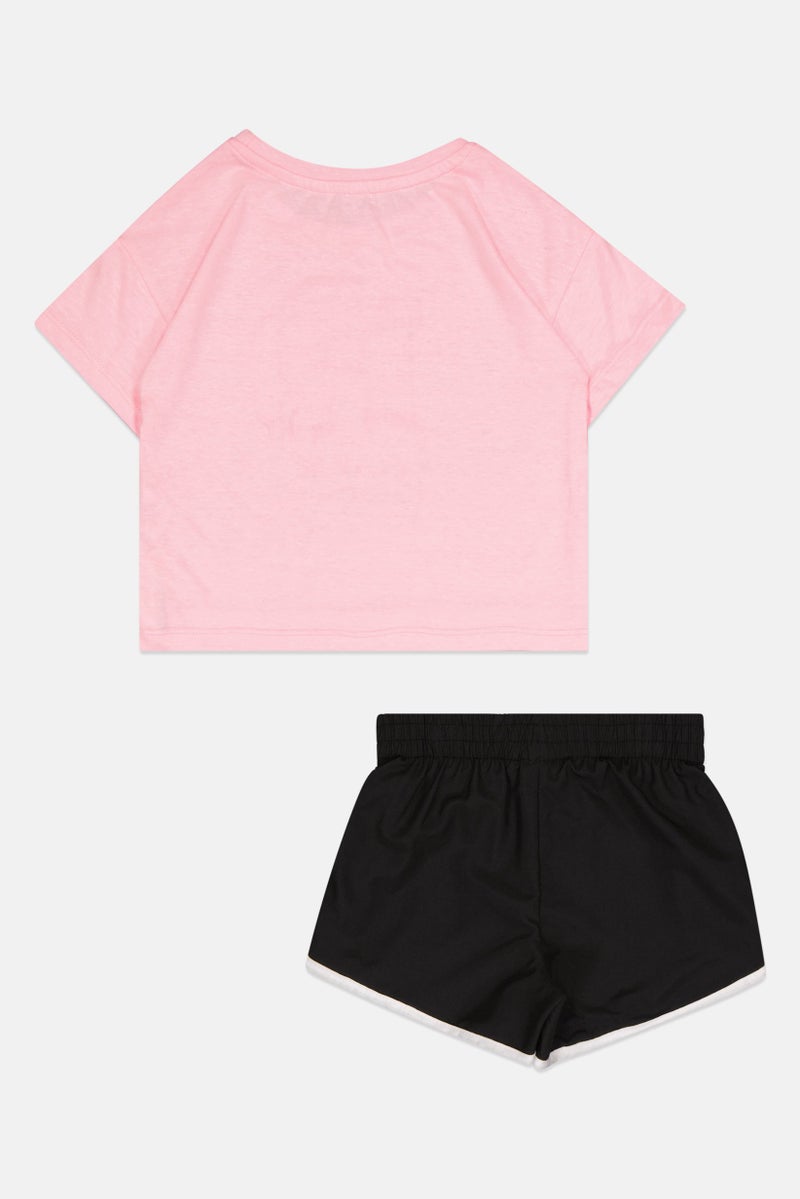 bebe Kids Girl 2 Piece Sportswear Fit Short Sleeve T-Shirt And Shorts Set, Multicolor - Image 3