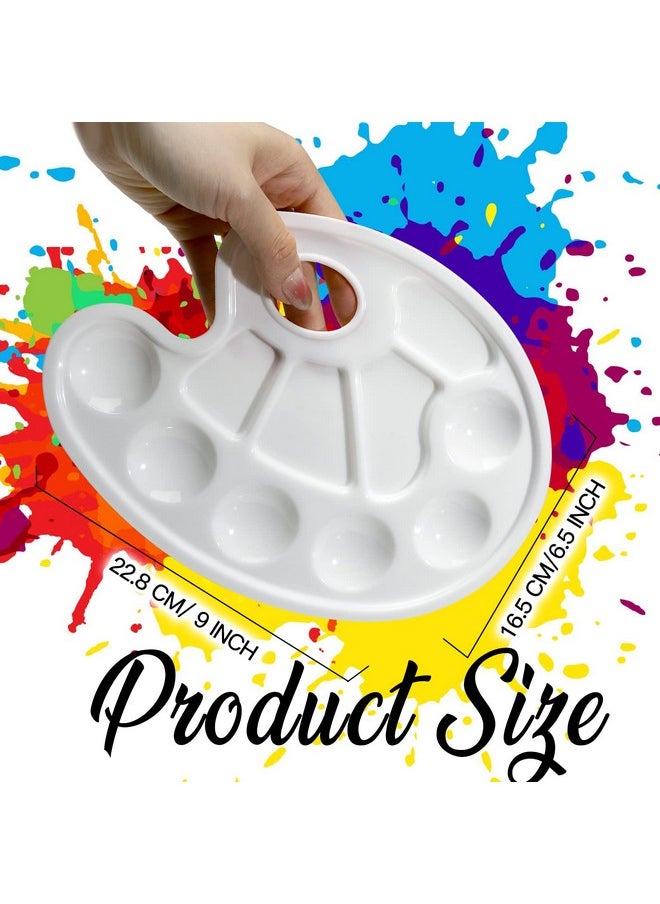FANDAMEI 20 Pcs Oval Paint Tray Palettes Plastic Paint Tray Palette Paint Palette Paint Pallets With Thumb Hole Paint Holder Tray For Kids Paint Trays For Kids Paint Trays For Acrylic Paint  - Image 2
